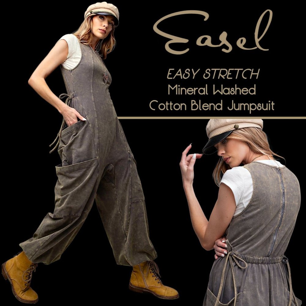 EASEL "EASY STRETCH"  LAST ONE! Mineral Washed Wide Leg Pockets Stretchy Soft